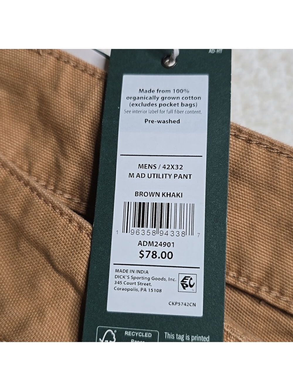 Alpine Design Men's Utility Pant Brown Khaki 42x32 NWT - Picture 6 of 8